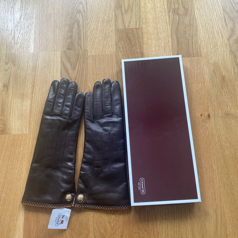 Coach brown leather gloves